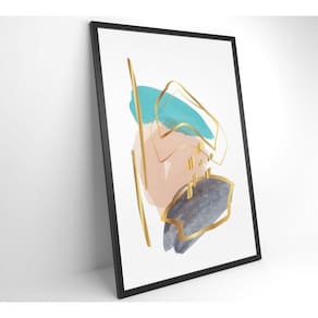Quadro Abstrato Branco Com Linhas E Cores Medidas 40x60 Cm Impressão Adesivo Fotográfico