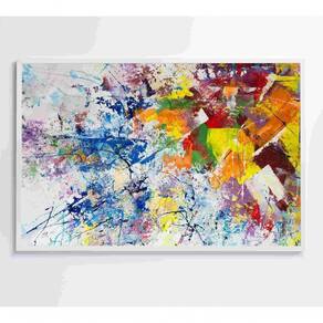 Quadro Abstração Multicolorida Tinta Acrílica Medidas 60x40 Cm Impressão Adesivo Fotográfico