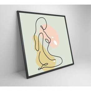 Quadro Feminino Silhueta Artística Contínua Medidas 40x40 Cm Impressão Vidro Acrílico