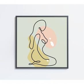 Quadro Feminino Silhueta Artística Contínua Medidas 40x40 Cm Impressão Adesivo Fotográfico