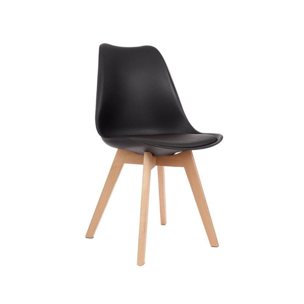 Cadeira Tulip Saarinen Com Estofado - Pés de Madeira - Preto