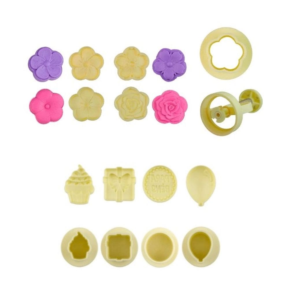 Kit Ejetor Max Flores Blue Star + Modelo Parabéns P/ Doces, Brigadeiros Modele e Marque Doces