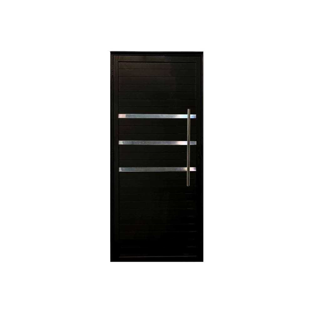 Porta Lambril Frizada E 210x100 Com Puxador e Rolete Preto