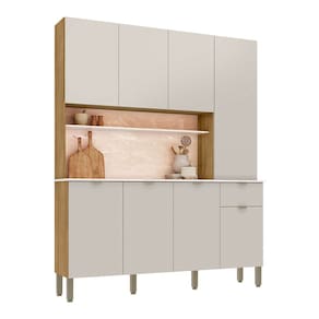 Armário de Cozinha Compacta 8 Portas e 1 Gaveta 161cm Dacar Freijó/Soft - Pallazio