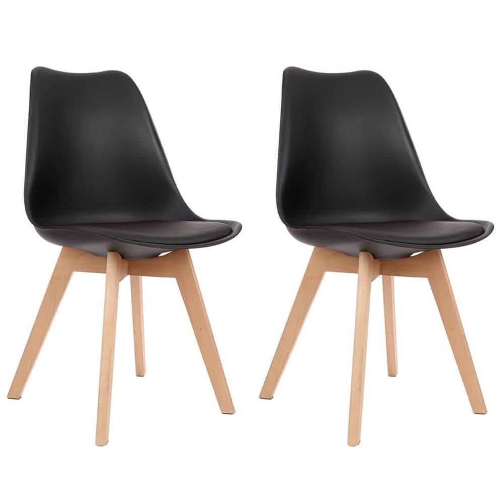 Kit 2 Cadeiras Tulip Saarinen Com Estofado - Pés de Madeira - Preto