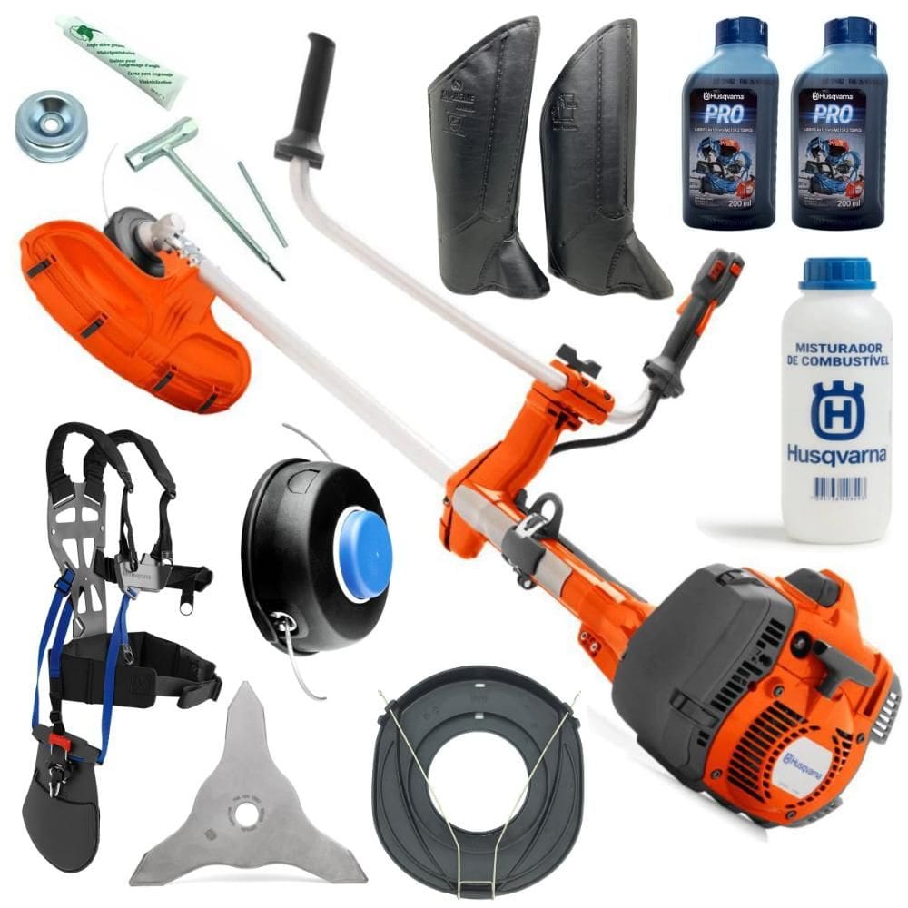 Roçadeira Husqvarna 545rx 45,7cc Motor X-torq Óleo e Misturador Perneira Segurança