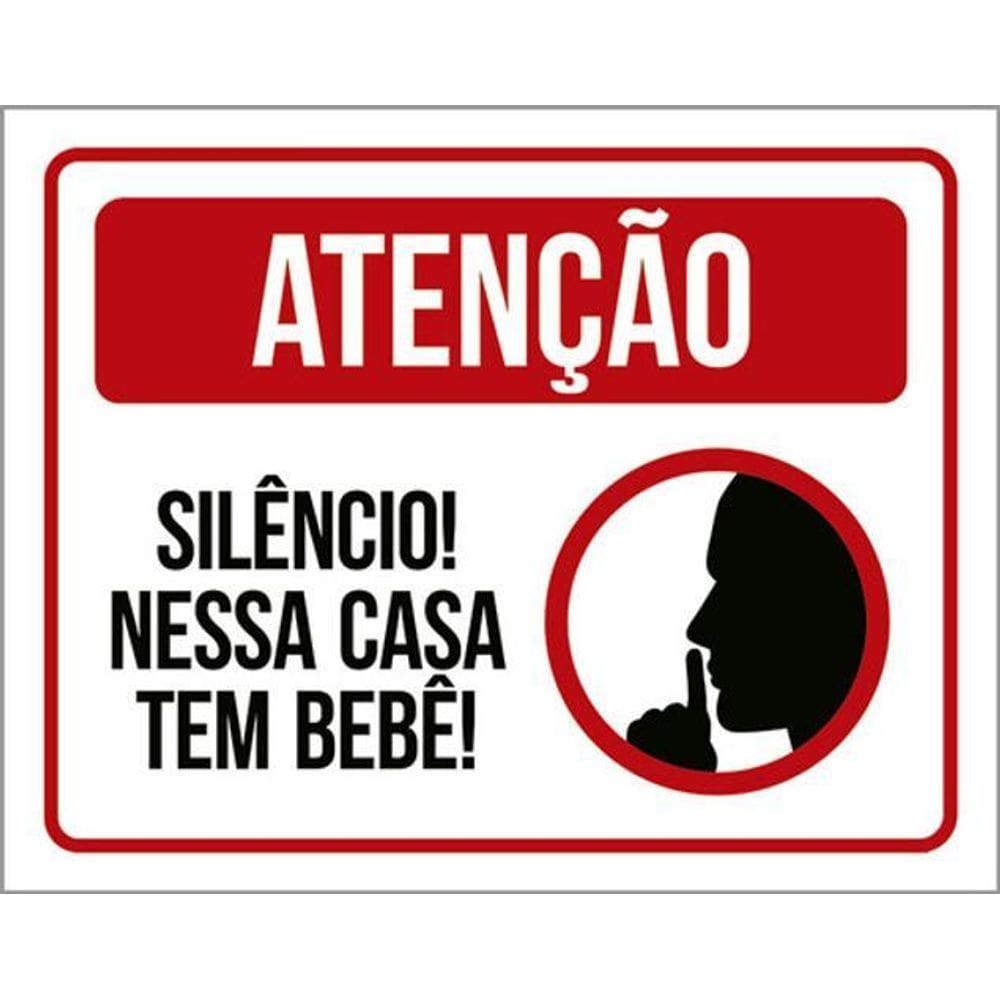 Kit 10 Placas Silêncio Nessa Casa Tem Bebê 36X46