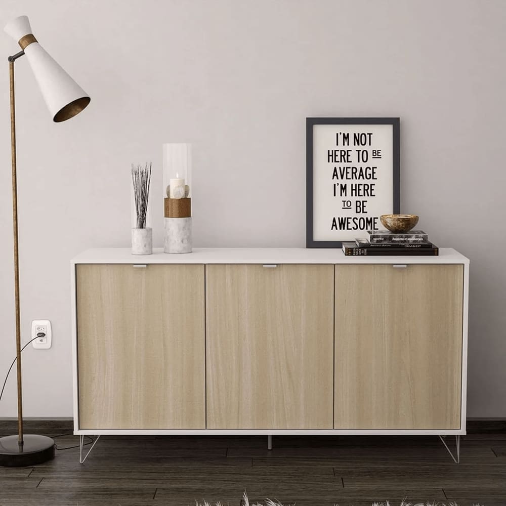 Aparador Montreal Mdp Branco Ff Liso/Legno Salinas Ff - Politorno