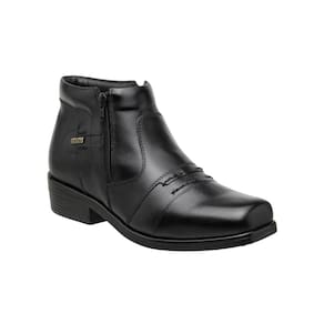 Botina Social Zebu Bico Quadrado Em Couro Preto 60110 Jatoba