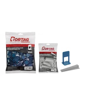 Espaçador Nivelador Slim 1,0mm Azul Cortag C/200 Peças e 100 Cunhas