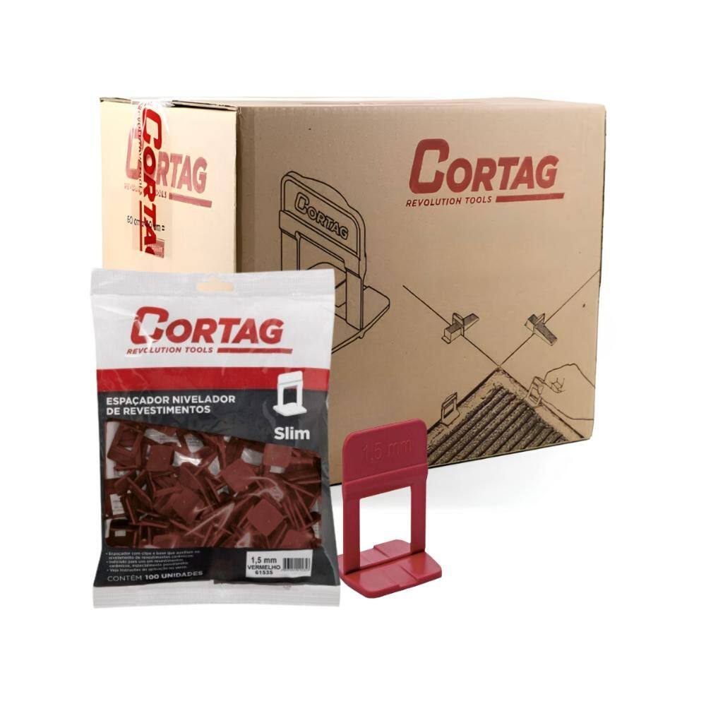 Espaçador Nivelador Slim 1,5mm Vermelho Cortag C/200 Peças