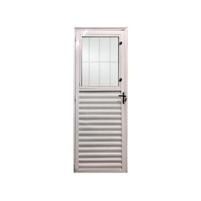 Porta Social Branco D 210x90 Linha 25 Esmeralda Vidro Canelado