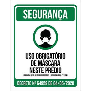 Kit 10 Placas Obrigatório Máscara Neste Prédio 36X46
