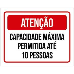 Kit 10 Placas Capacidade Máxima 10 Pessoas 36X46