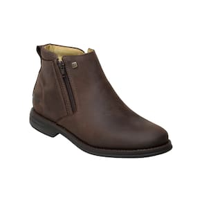 Botina Zebu Antomica De Ziper Em Couro Masculina Mustang Graxo 59180