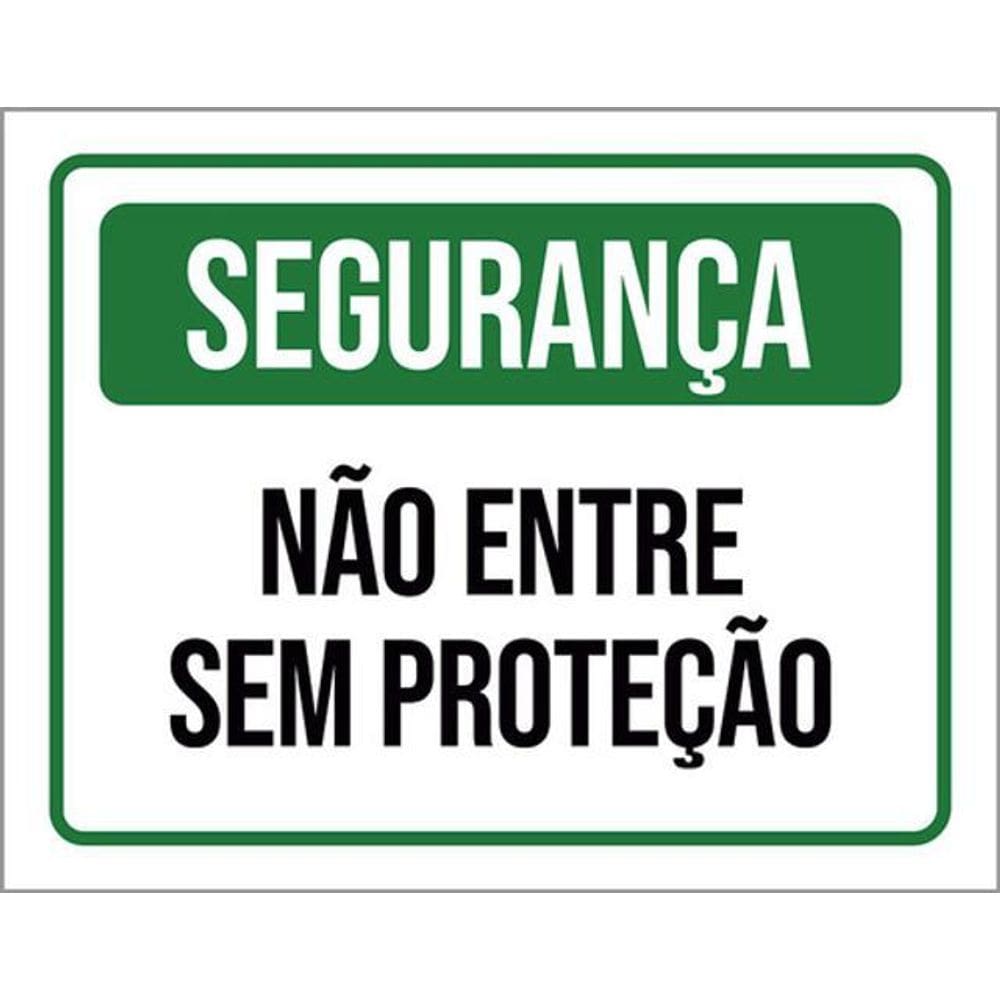 Kit 10 Placas Segurança Não Entre Sem Proteção Verde 36X46