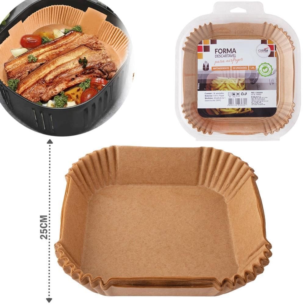 Forma Papel Quadrada Descartavel Air Fryer / Fritadeira