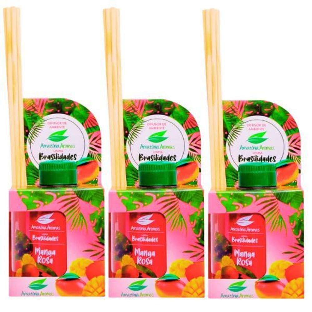 Kit 3 Aromatizador Perfume Ambiente Difusor Manga Rosa