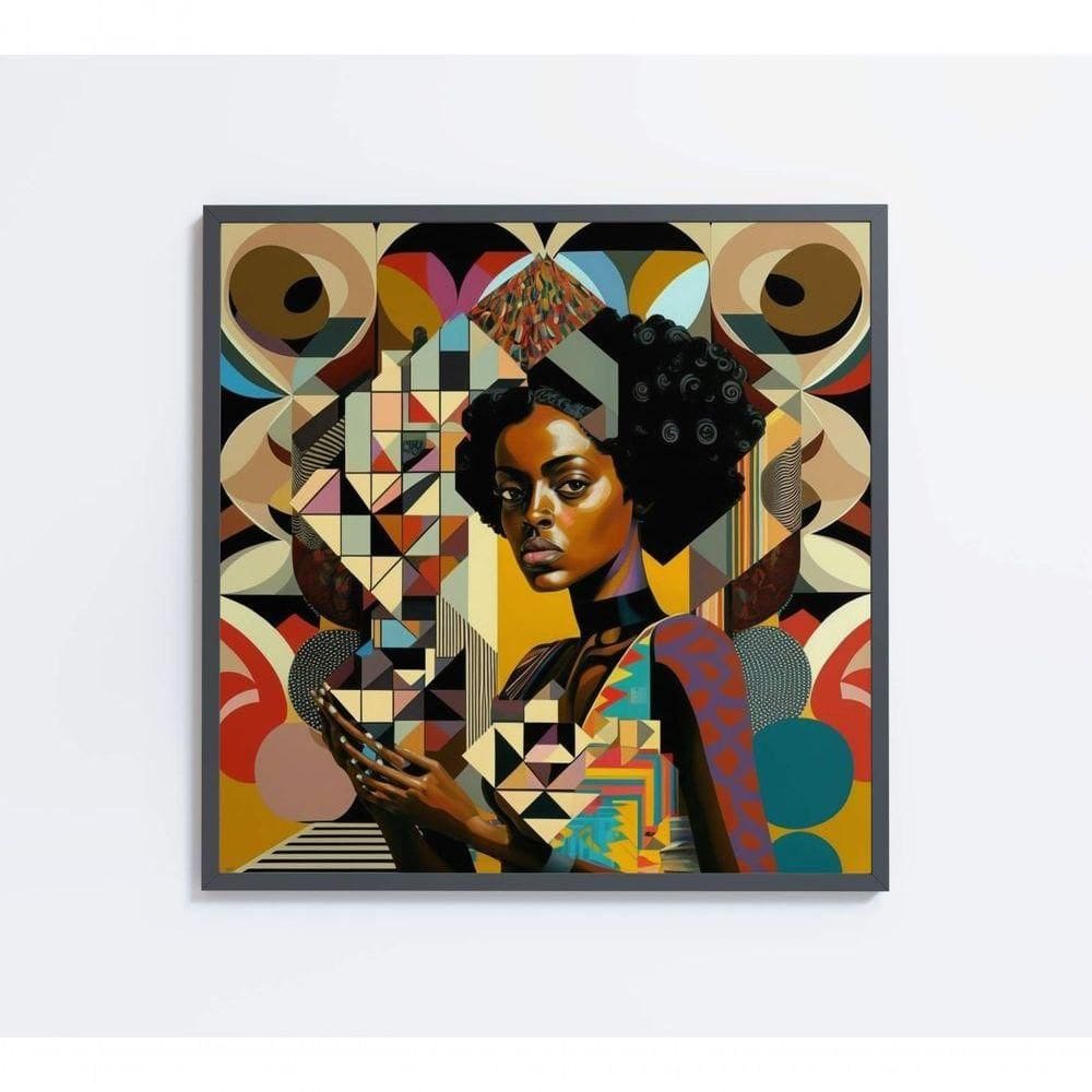 Quadro Decorativo Ilustração Afro Feminino Medidas 60x60 Cm Tipo De Impressão Tecido Canvas