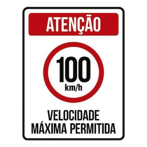 Kit 10 Placas Velocidade Máxima 100Km Máximo 36X46