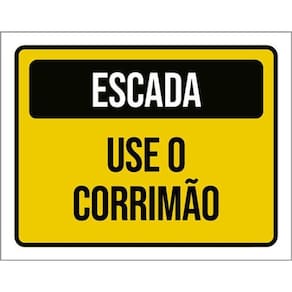 Kit 3 Placas Escada Use Corrimão Amarela 36X46