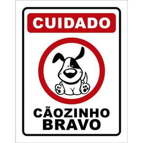 Kit 3 Placas Cuidado Cãozinho Bravo Desenho 36X46