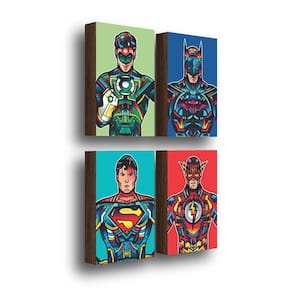 Kit 4 Quadros Decorativos Heróis Dc 20X30Cm