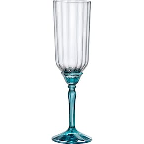 Florian Taças Vidro Transparente Pé Azul 6Pç