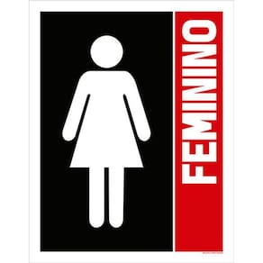 Kit 3 Placas Feminino Banheiro Vermelho 36X46