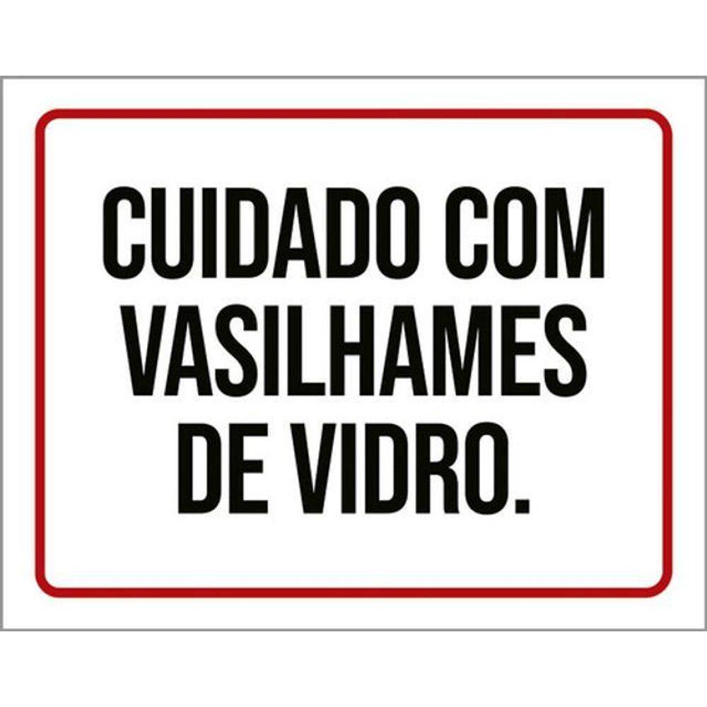 Kit 10 Placas Cuidado Vasilhames De Vidro 36X46