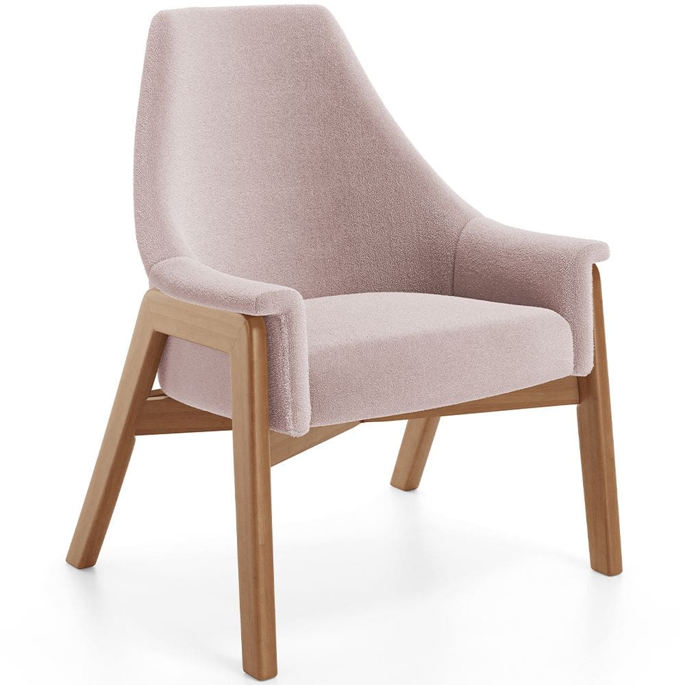 Poltrona Decorativa Para Sala de Estar Sakura L02 Bouclê Rosê - Lyam Decor