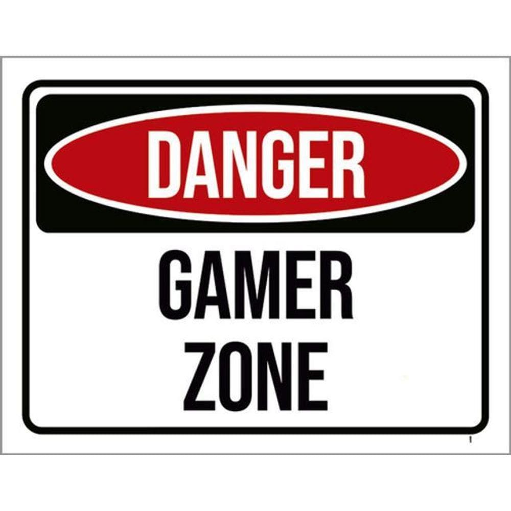 Kit 10 Placas Danger Gamer Zone 36X46