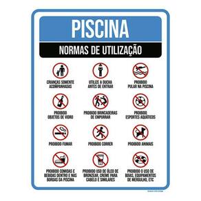 Kit 3 Placas Piscina Normas De Utilização 36X46