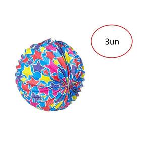 3 Balão Lanterna Festa Junina Colorido Decoração Arraiá 26Cm