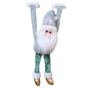 Papai Noel Dependurado Pelúcia Natal Peso nas Mãos Decora Prateleira 48cm - Art Christmas