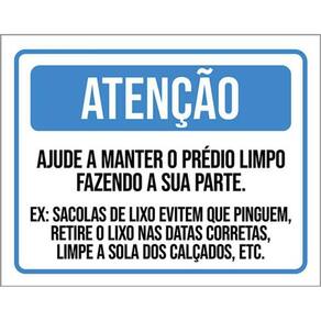 Kit 10 Placas Ajude Manter Prédio Limpo 36X46