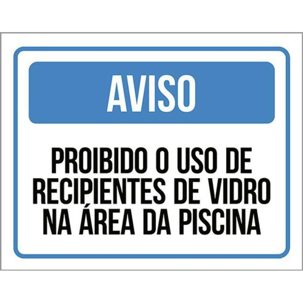 Kit 3 Placa Proibido Recipientes Vidro Piscina 36X46