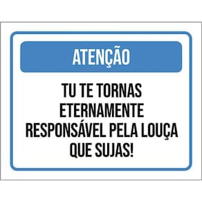 Kit 10 Placa Eternamente Responsável Louça Suja 36X46