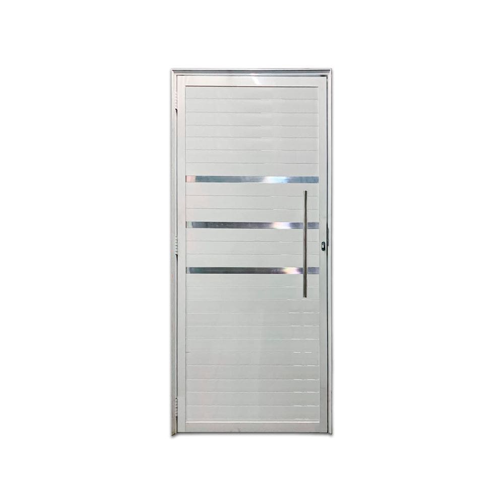 Porta Lambril Frizada E 210x90 Com Puxador e Rolete Branco