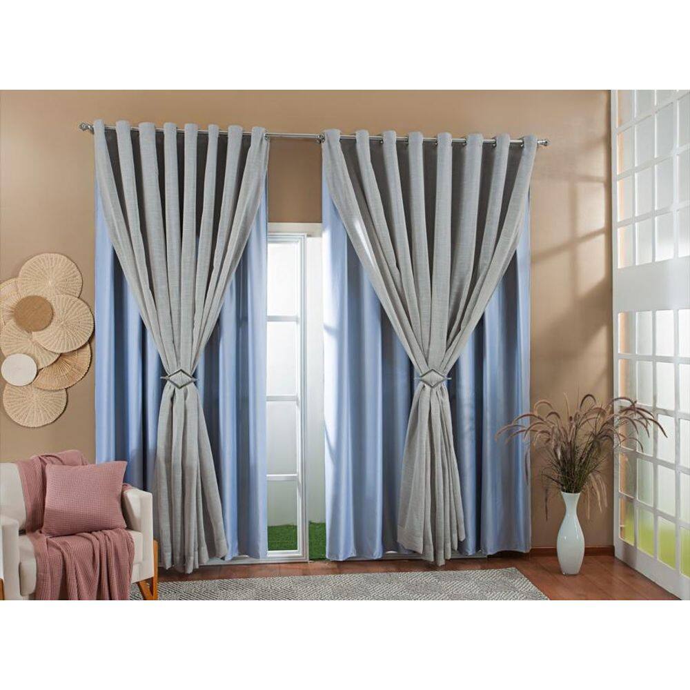 Cortina Gaze Linho Forro Blackout 3,00X2,40 Cinza