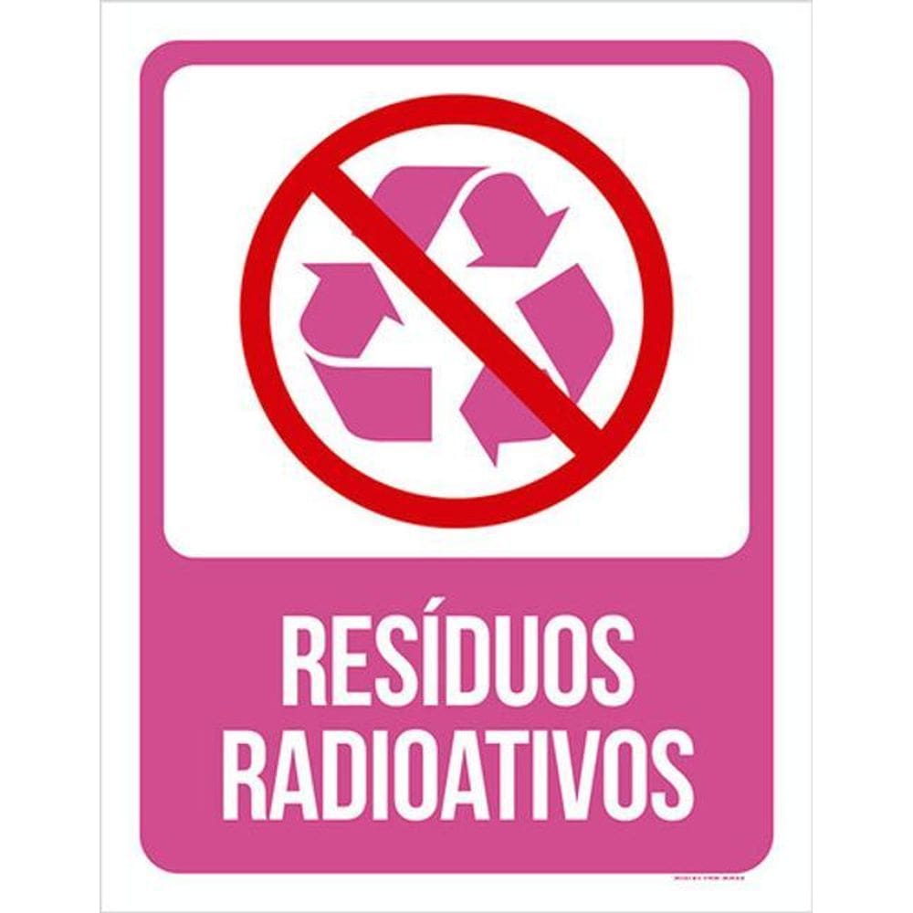 Kit 5 Placas Lixo Rosa Resíduos Radioativos 36X46
