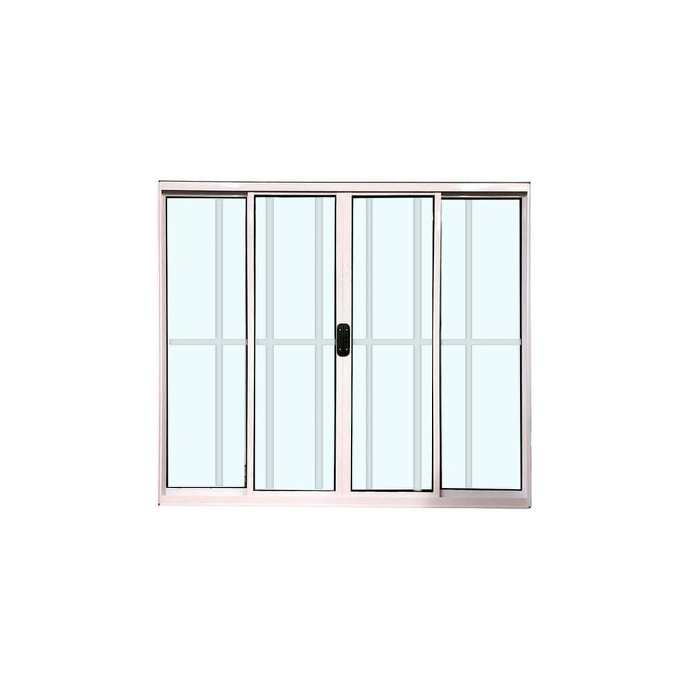 Janela 4 Folhas Com Grade Branco 100x150 Linha 18 Esmeralda