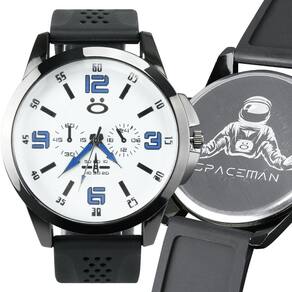 Relógio Masculino Aço Inox Pulseira Silicone Ajustável - Orizom Spaceman