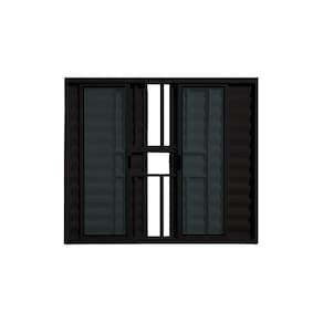 Veneziana 6 Folhas Com Grade Preto 100x150 Linha 18 Esmeralda