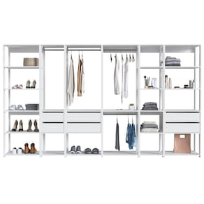 Guarda Roupa Closet 6 Peças com Cabideiros e Gavetas Branco com Nichos Easy Prodecor