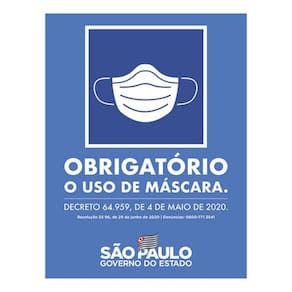 Kit 10 Placas Obrigatório Uso Máscara Governo 36X46