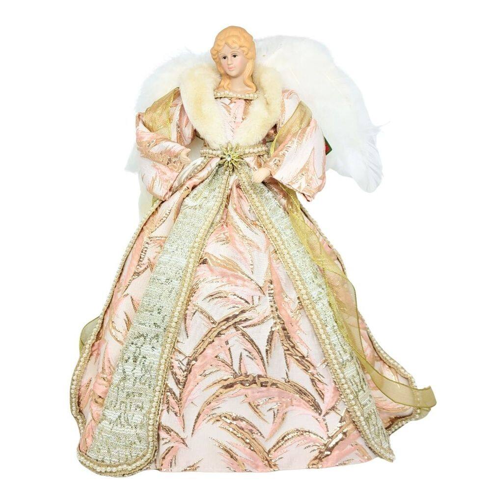 Anjo Decorativo Natal Ponteira Árvore Rosê Gold e Dourado Luxo 40cm - Noel Decor