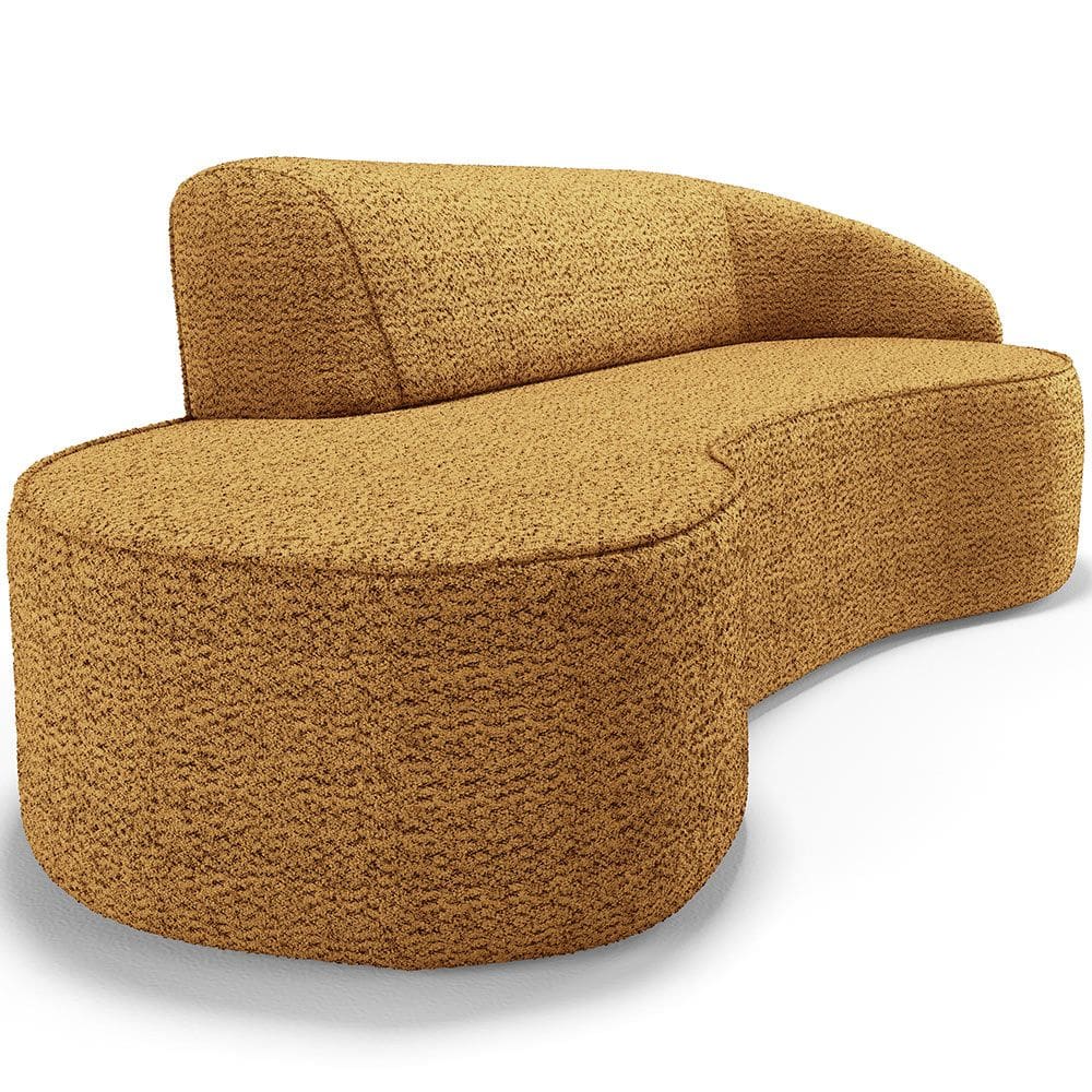 Sofá 5 Lugares Curvo Sala de Estar Living Firenze Direito D02 Prime Bouclê Mostarda 300cm PB-03 - Lyam Decor