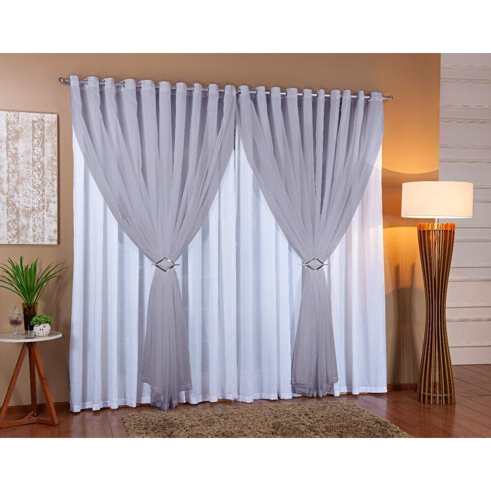 Cortina Voil Forro Microfibra Sala E Quarto 9,00X2,80