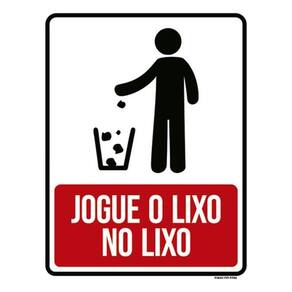 Kit 5 Placas Jogue Lixo No Lixo Desenho 36X46